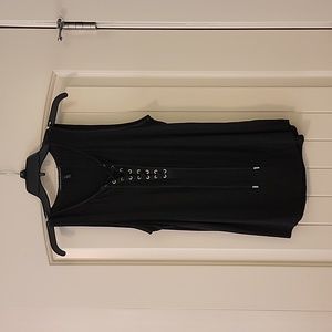 White House Black Market WHBM Black Lace Up Tank Size M